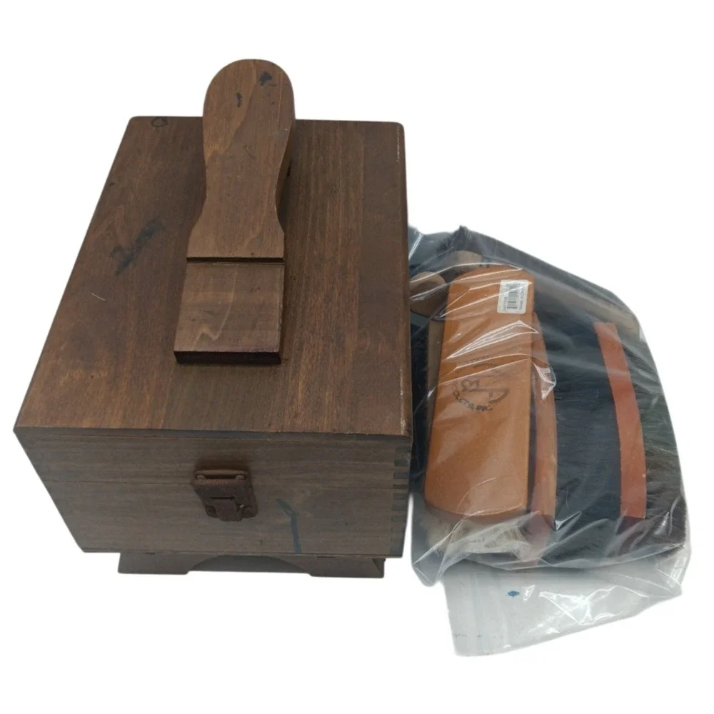 Vintage 30 PC Wooden Shoe Valet Shoe Shine Box Kit w/ Brushes & Polish